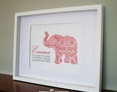 Elephant Baby Nursery Art, Personalized, Baby Shower Gift 8x10