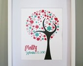 Baby Nursery Art Blossom Tree, Personalized, Baby Shower Gift 8x10