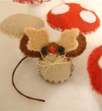 cute and gorgeous miniature felt mouse as a reindeer