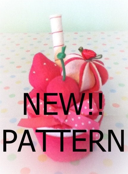 PATTERN instructions via email cupcake shaped felt cake with TOPPINGS