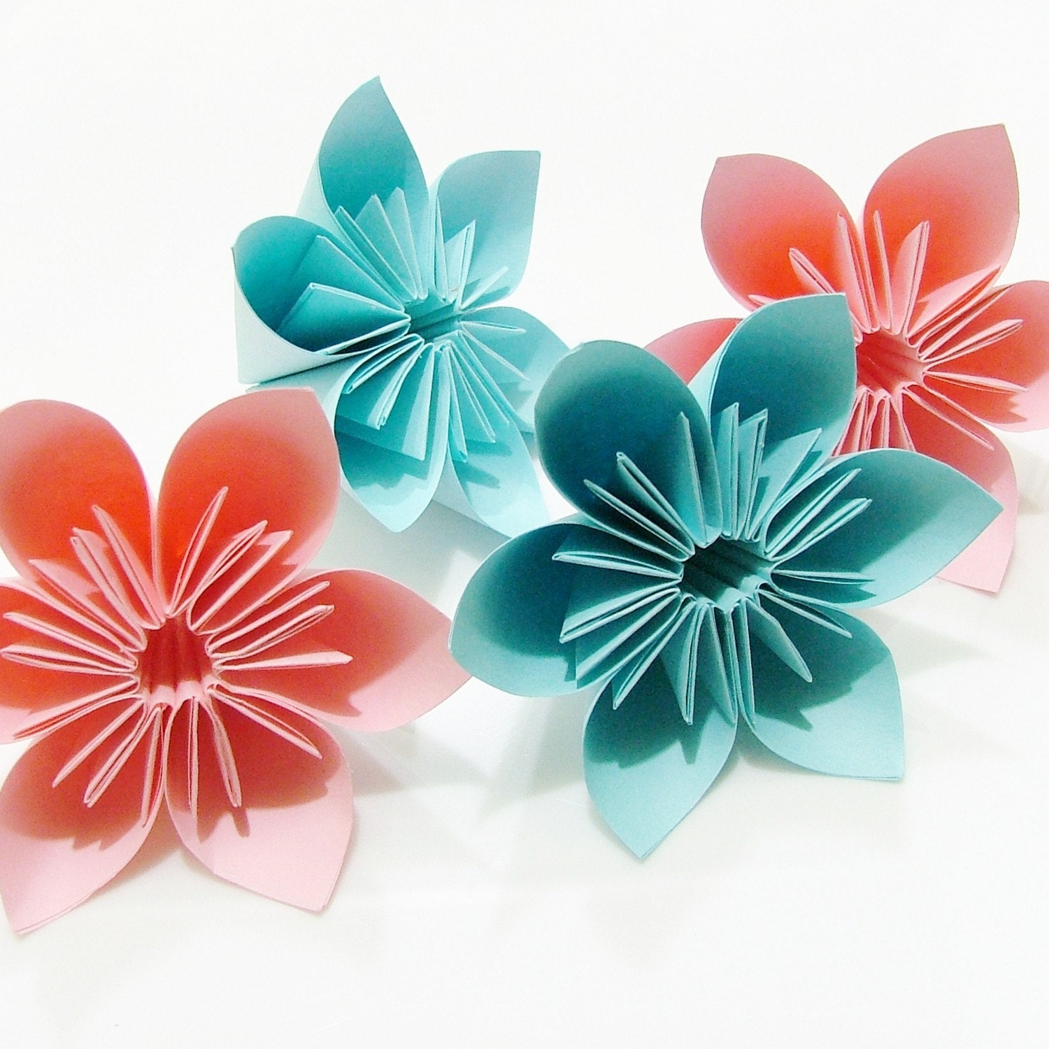 Pink and Blue Theme - Colorful Origami Flowers - 10 pcs