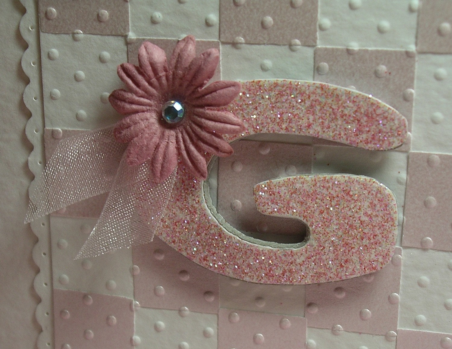 Baby Girl Card - Pink Paper Patchwork - Personalised (was 7.00) SALE