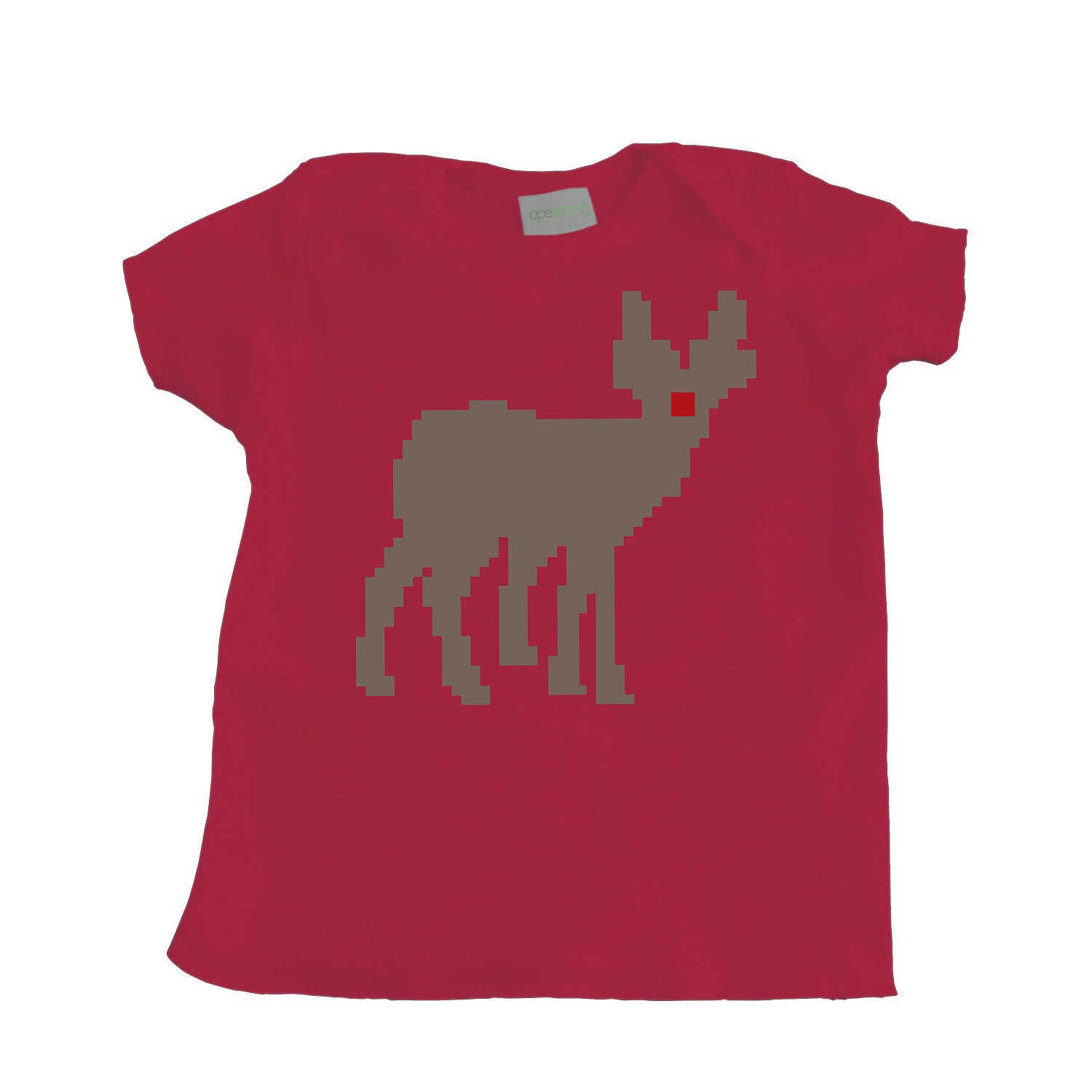 Christmas Baby Rudolph Print on Red T Shirt