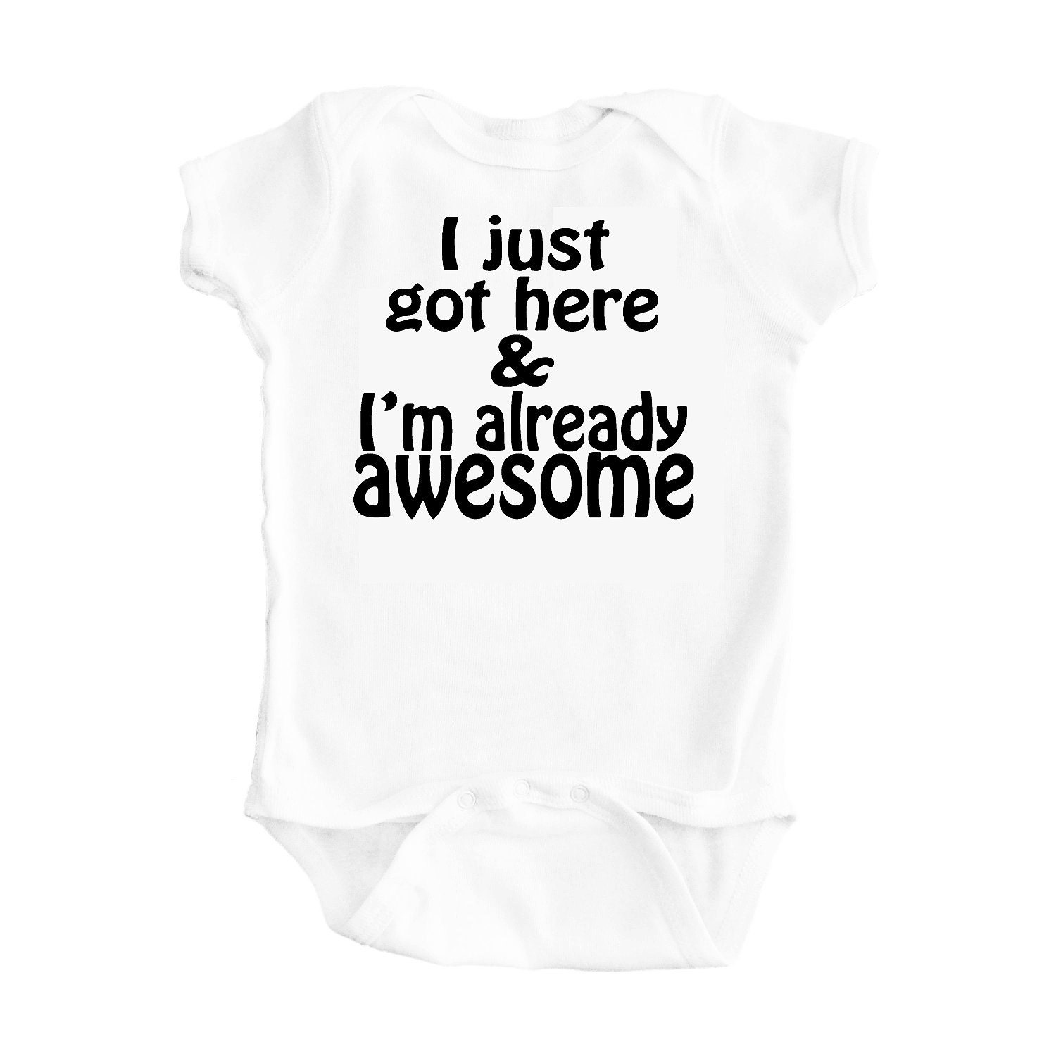 Adorable Baby "I'm Already Awesome" One Piece Bodysuit in White or Banana Yellow