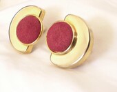 Make It FuNkY ReTrO Gold Toned and Burgundy Suede Clip on Earrings