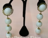 White Multi-tiered Ball Earrings on Filligree Base