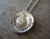 Personalized necklace sterling silver  pendant double layer of love