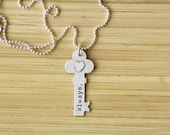 Sterling silver KEY with heart, personalized by tagyoureitjewelry on Etsy