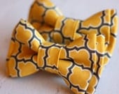 The Beau- vintage yellow lattice double stacked bow ties for boys of all ages