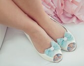 The Belle- je t'aime ruffle bow shoe clips- something blue
