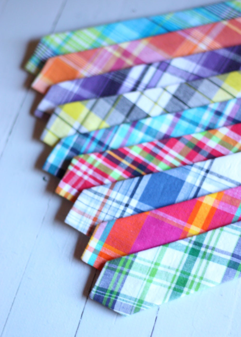 The Belle- preppy plaid fabric shoe clip bows- fuchsia, orange, and teal