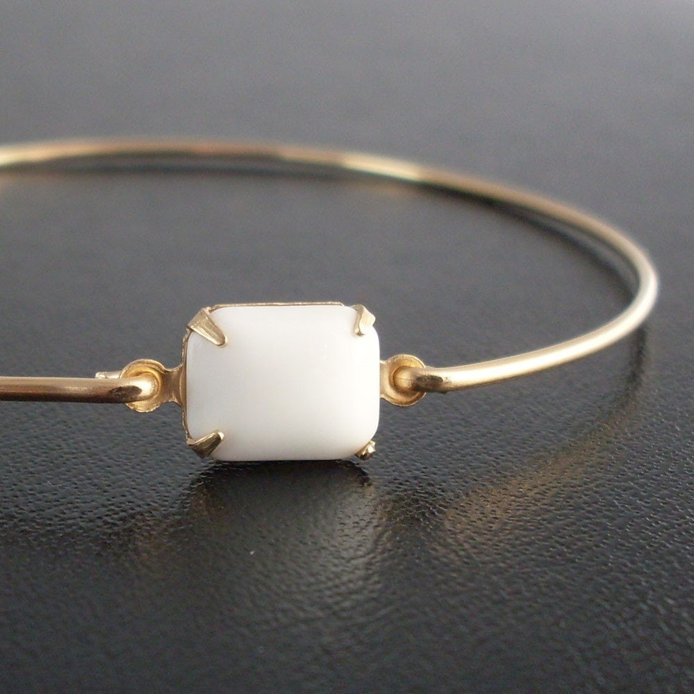 Bangle Bracelet Annika - Gold Tone, White Stone