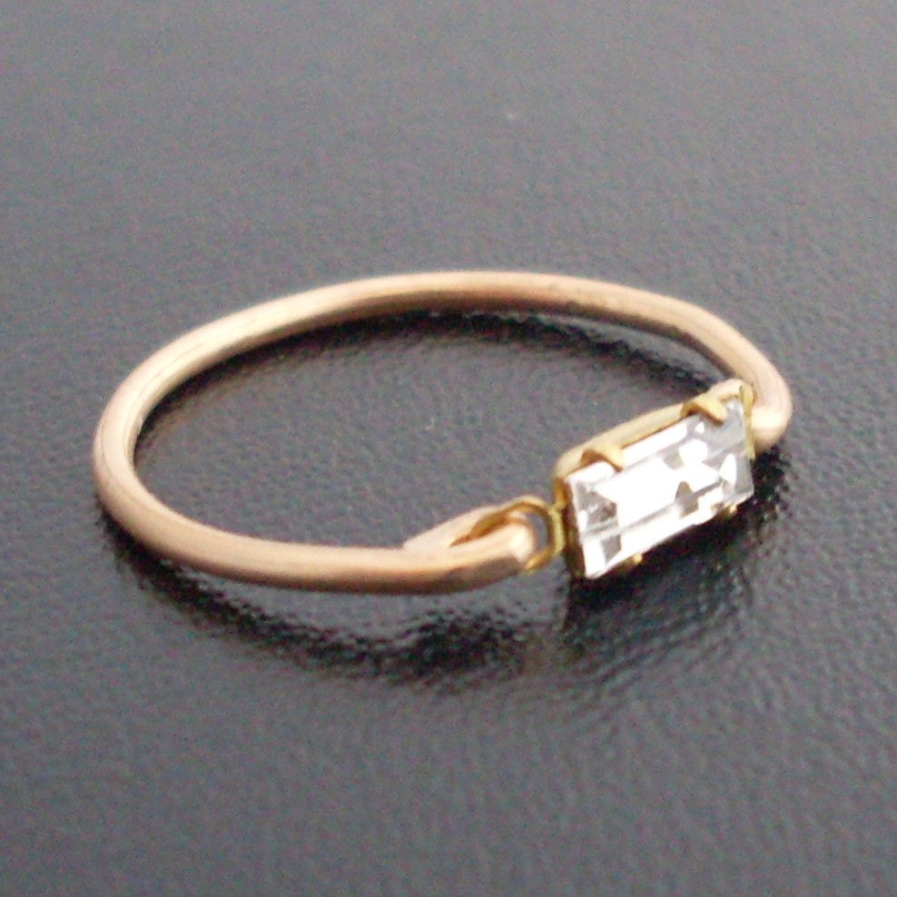 Stacking Ring 'Vickie' - Gold Tone,  Diamond