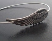 Angel Wing Bracelet - Silver Angel Wing Bangle Bracelet - Angel Wings Jewelry