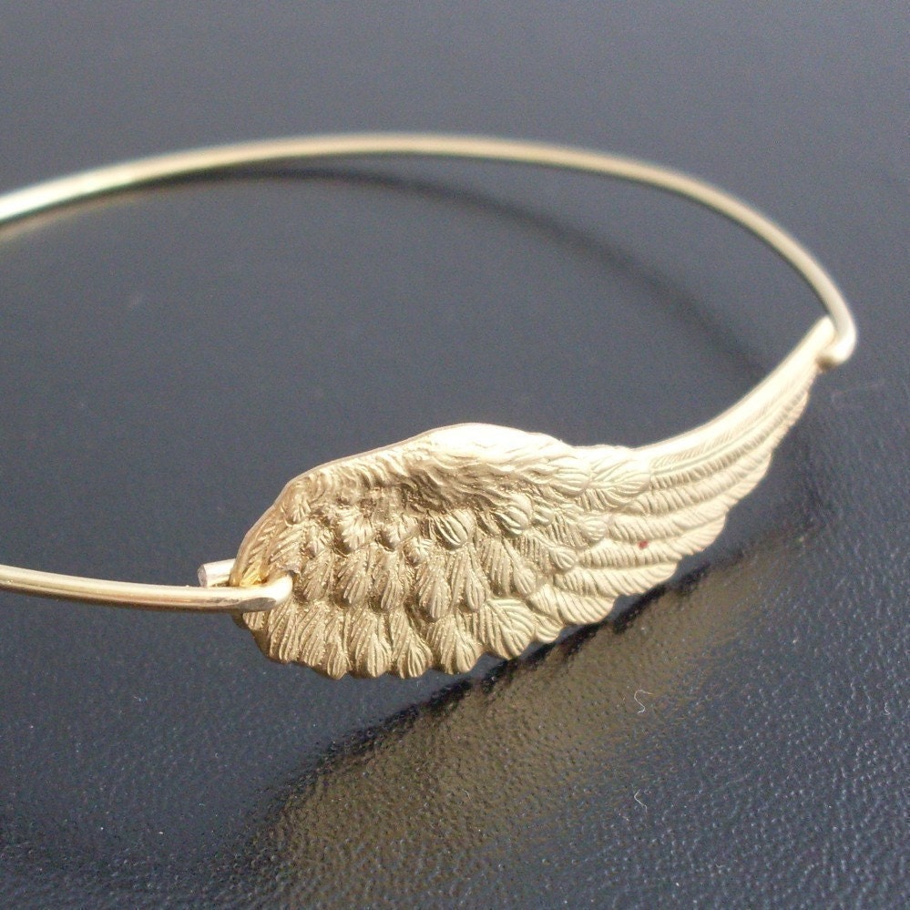 Angel Wing Bracelet, Angel Wing Jewelry, Angel Wing Bangle Bracelet, Angel Bracelet, Gold Bracelet, Gold Bangle Bracelet, Angel Jewelry