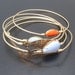 Free as a Bird Stacking Bangle Bracelet Set, Gold, Blue, Coral, Bangle Stack, Bangle Set, Free Bird, Bracelet Stack, Fly High Freebird