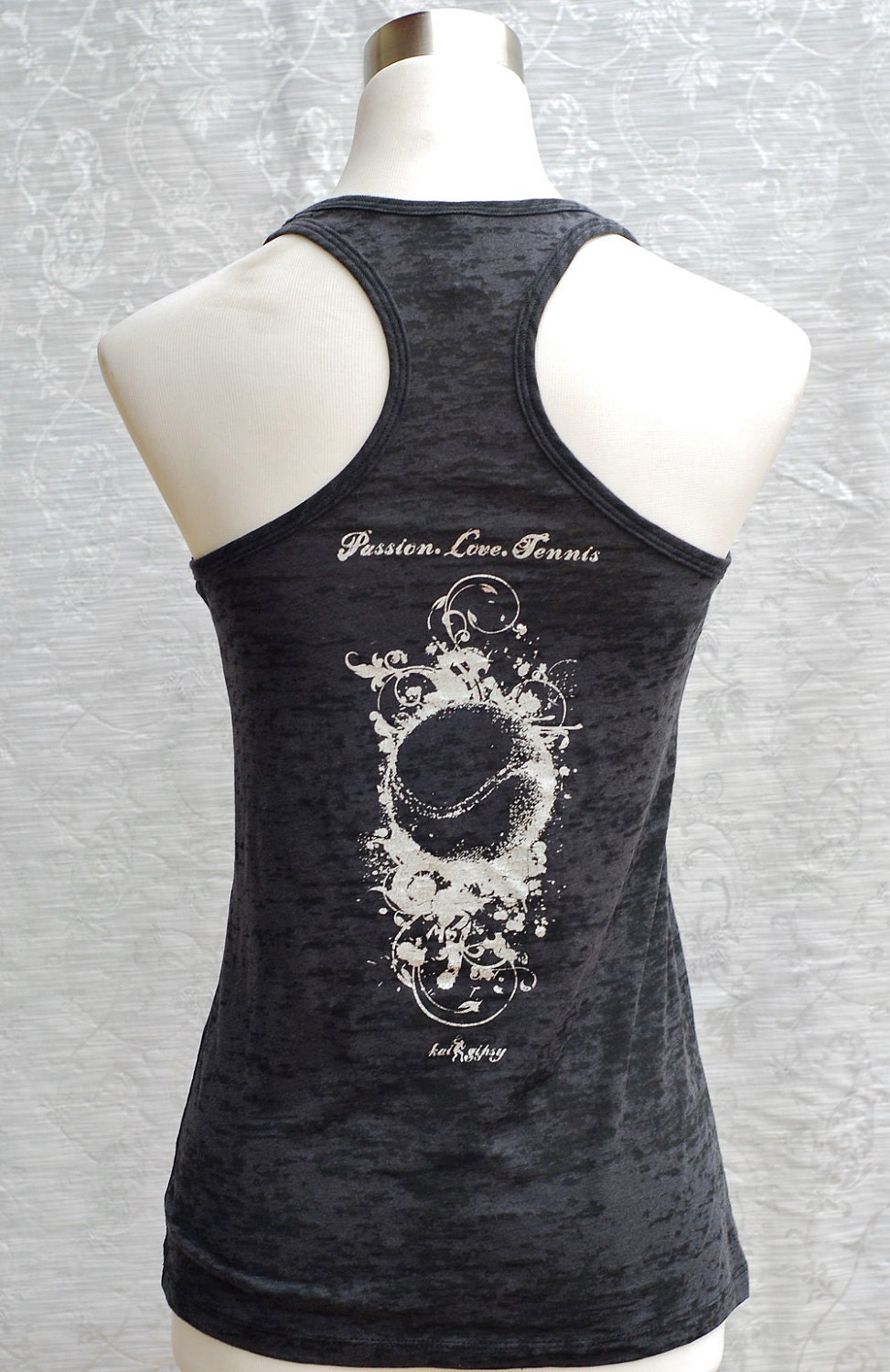 Passion. Love. Tennis Burnout Racerback Tank Top