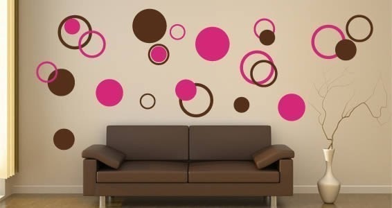 Bubbly circles vinyl wall stencils-  Set ot 60