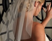 Short Veil - Soft Shoulder Length Veil with Raw Cut Edge in White, Diamond White, Ivory or Champagne
