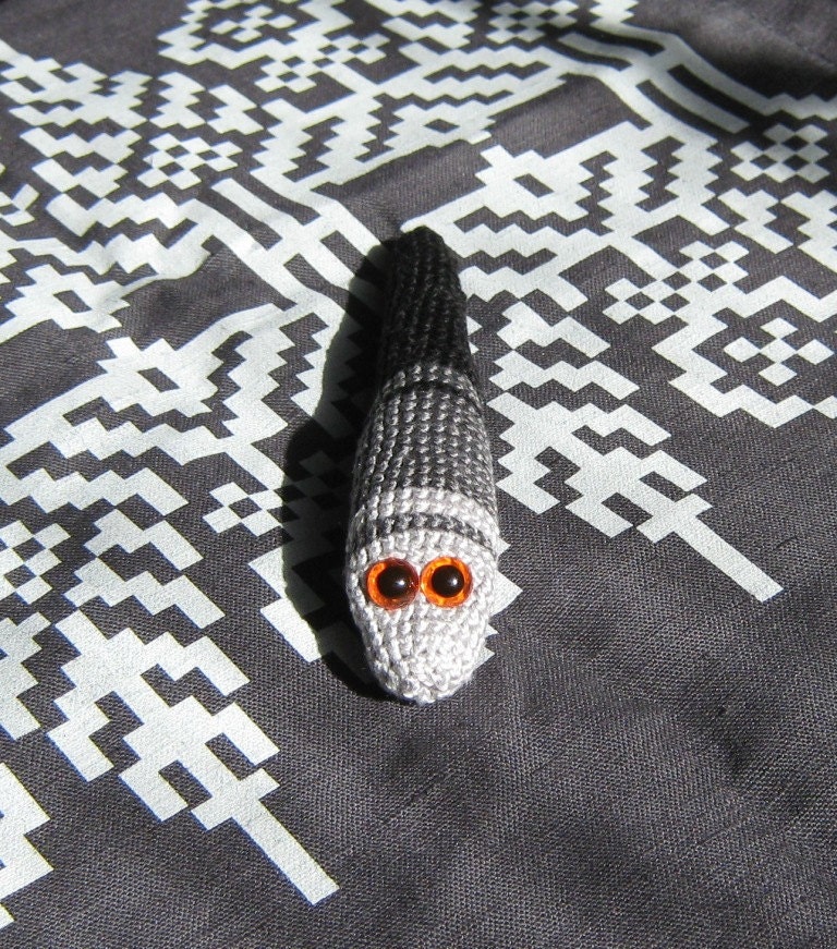 Stuffed pet - Friendly Worm - cotton floss with peas and beans inside, hand made and unique/black. Three colors