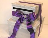 Silver and Purple Wedding Card Box Gift Card Box Money Box  Holder--Customize your color