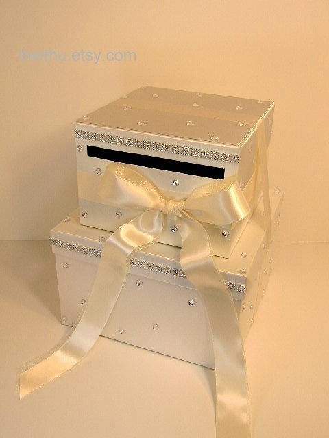Ivory Wedding Card Box Gift Card Box Money Card Box Holder-Customize your color