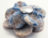 Blue and White Flower Hair Clip, Eco Friendlt Wool Felt, Hair Accessory, Photography Prop