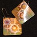 Square copper earrings, yellow, green, copper jewelry