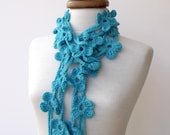 Double  Turquoise  Bloom Scarf-Ready for shipping