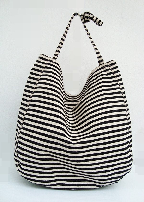 Black white large diaper bag, Messenger bag, travel bag, tote women bag, school bag