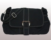 Black Messenger bag, Women tote bag, Canvas Bag, Handheld Shoulder Bag, Diaperbag, Laptop Bag, Book Bag, Travel Bag