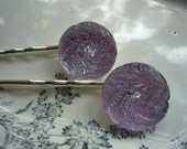 Glass bobby pins Lavender Glass