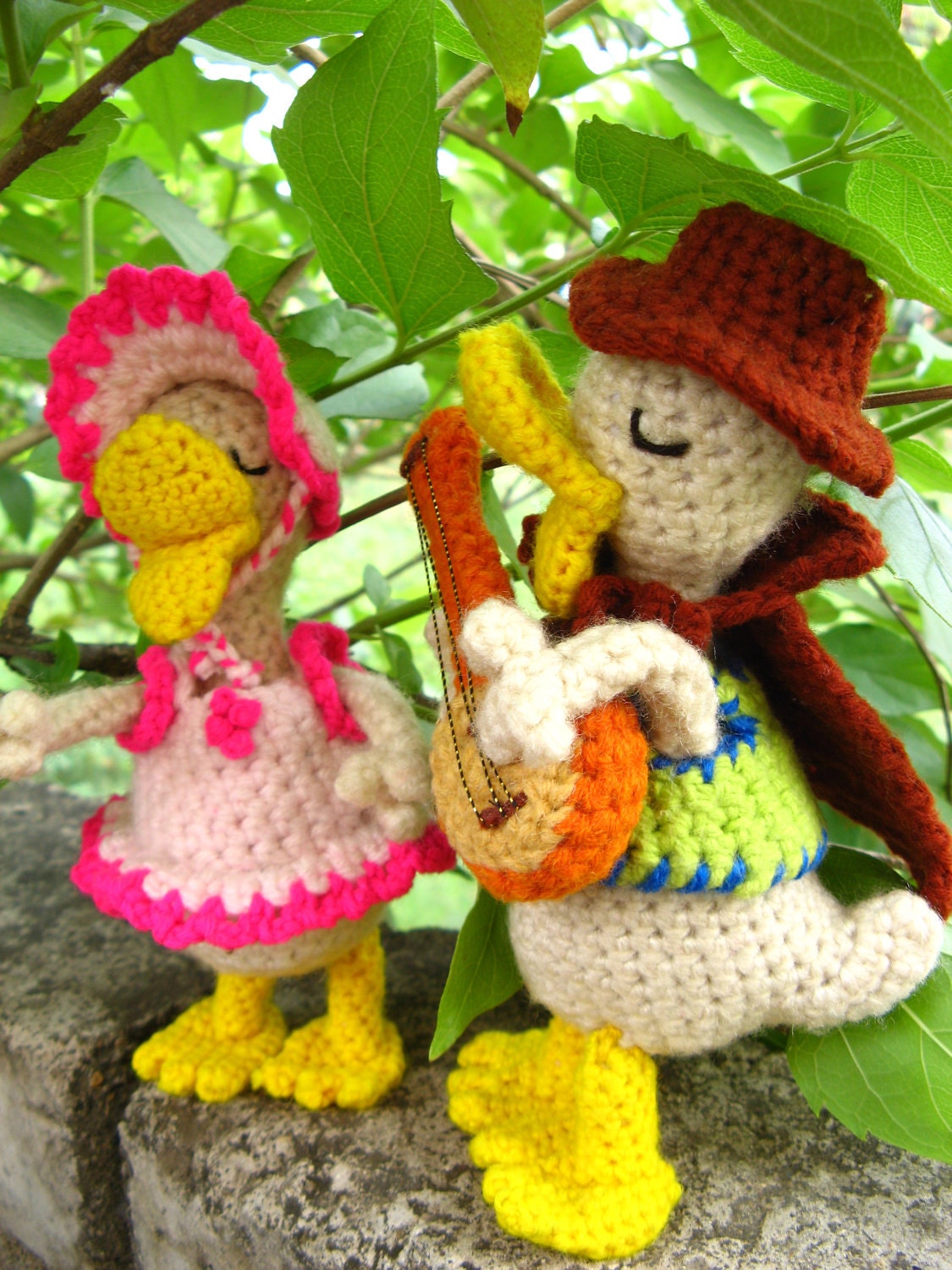 Amigurumi Duckie Duo Singers Crochet pattern PDF kids handmade stuffed toy plush DIY bird softie tutorial