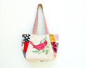 Woodland Bird Bag - Vintage Embroidery and Patchwork