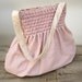 Smocked Gingham Pleated Bag- Vintage wool Fabric and Leather Strap