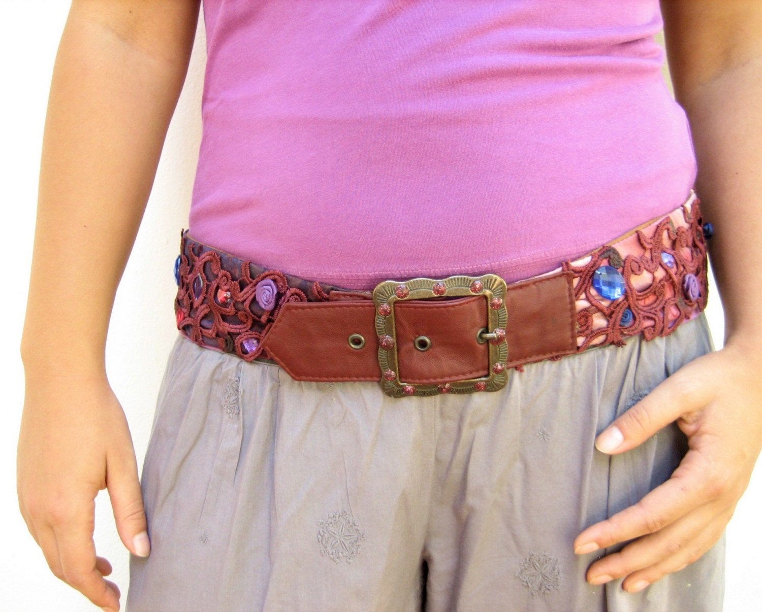 Burgundy Vines Belt
