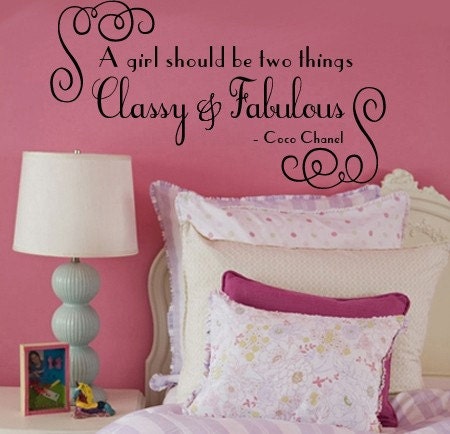 Wall Decal Vinyl Quote A Girl Should Be Two Things Classy and Fabulous  COCO CHANEL Large