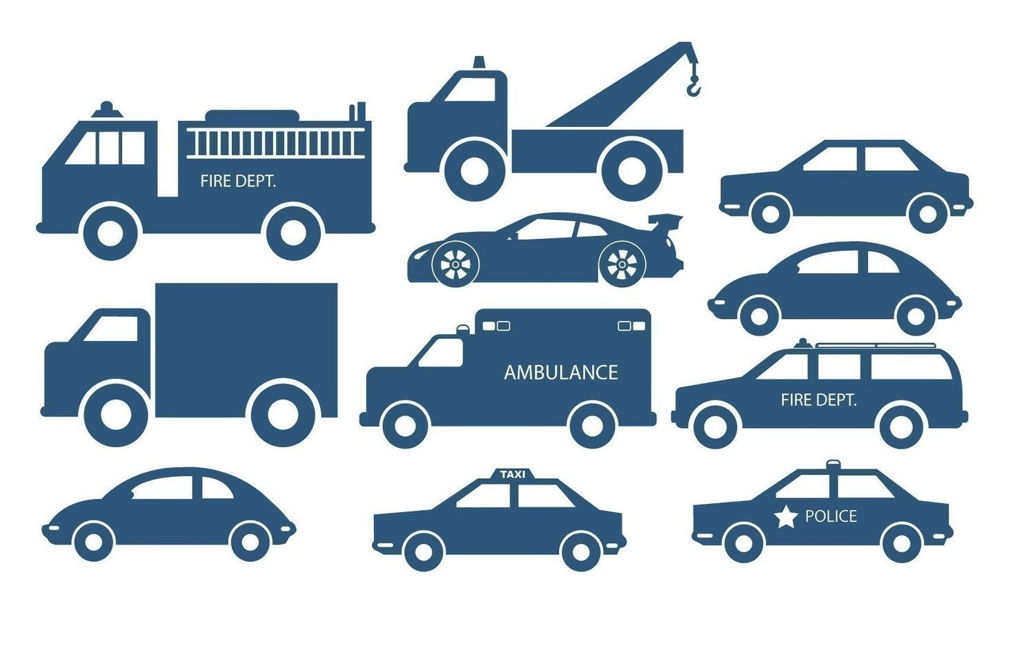 Car and Truck kit tons of cars and trucks decals vinyl Wall Graphic by DECOmodwalls