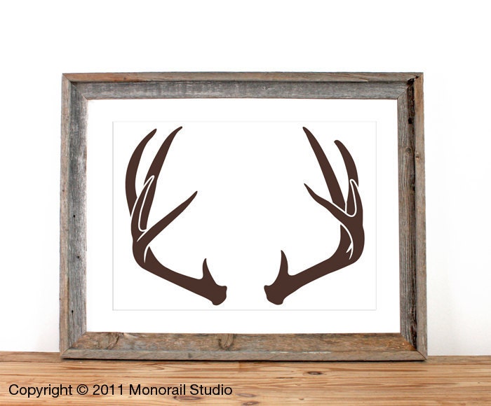Antler Silhouette Screenprint 12 x 19 Pick Your Color