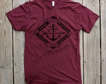 Play like a Pirate - Mens/Unisex Cranberry T-shirt