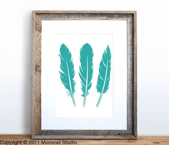Three Feathers Small Screenprint Choose your color