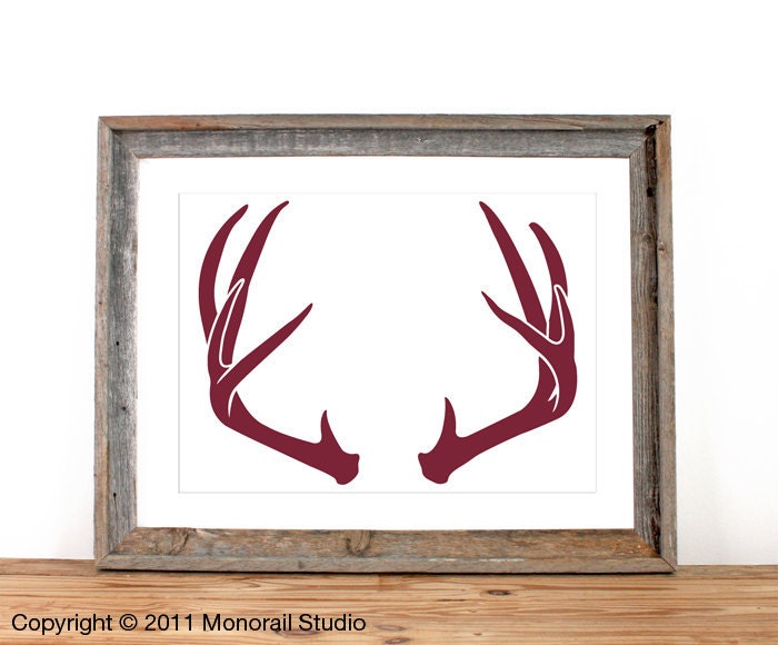Antler Silhouette Screenprint 12.5 x 19 in Pick Your Color
