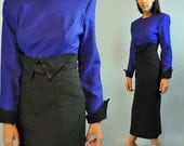 Vintage Pencil Dress / Vintage 80s Fitted Slim Pencil Skirt Dress / Mad Men Secretary Dress Designer Linda Segal Wiggle Dress Small