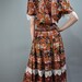 70s vintage dress / BOHEMIAN MAXI dress / full skirt Floral Gypsy Dress / summer cotton dress w/ lace trims M / L