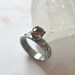 Fine Silver Band with Round Diamond Cut Orangy-Brown Zircon, Silver Band, Womens Band