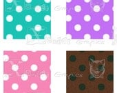 Polka Dot Squares - 8.5 x 11 inch Printable Digital Collage Sheet - with 48 - 1 Inch Square Images