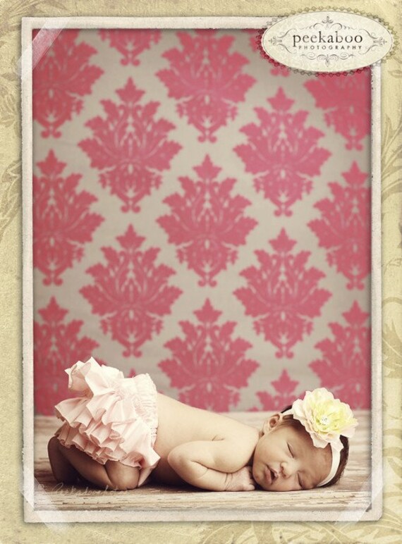 Pink and Green Flower Headband, Rhinestone Flower Headband, Newborn Headband, Baby Headband, All sizes available... The Spring Princess