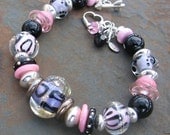 Wild About You artisan lampwork, onyx bracelet