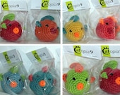 Catopia9, Two Organic Catnip/Valerian Cat Toy Fish Ball, hand-crochet, high quality wool/bamboo yarn.
