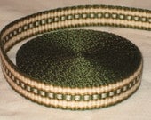 Green, gold, and white hand-woven inkle trim (over 14 feet)